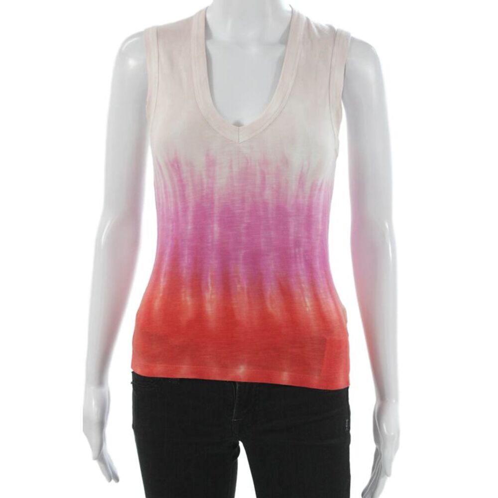 YFB Womens Basic Tie-Dye V-Neck Tank Multicolor Size XS